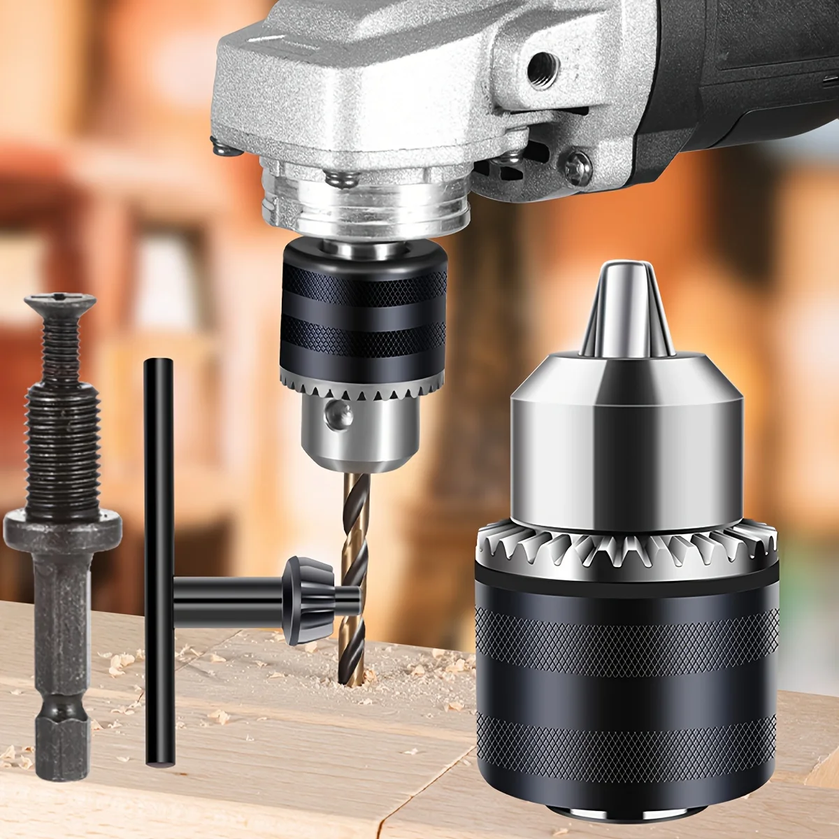 Bohrfutter mit Schlüssel 1,5–10 mm Bohrfutter Ersatz 3/8–24 UNF Halterung für Schlagschrauber Bohrmaschine Pressfutter mit Schlüssel Image