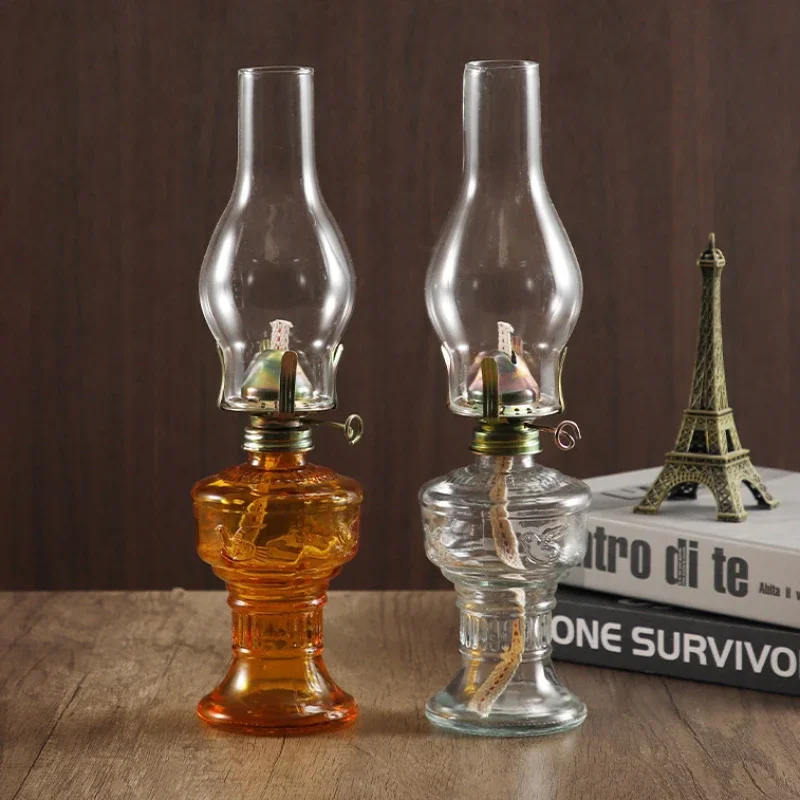 Rustikale Öllampe Laterne Vintage Glas Kerosin Lampe Kammer Öllampen für den Innenbereich Home Decor Beleuchtung Öllaterne