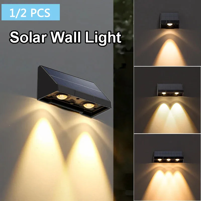 1/2pc Solar Wand leuchte Außen beleuchtung ip54 wasserdichte LED-Lampe Glühbirne automatische Beleuchtung in der Nacht für Gartenhof oder Balkon