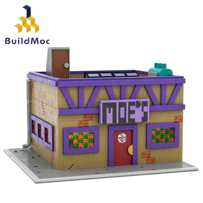 MOC Simpsons Körperliche Bausteine Sets Moe der Taverne Ziegel Modell Kreative Haus Gebäude Image