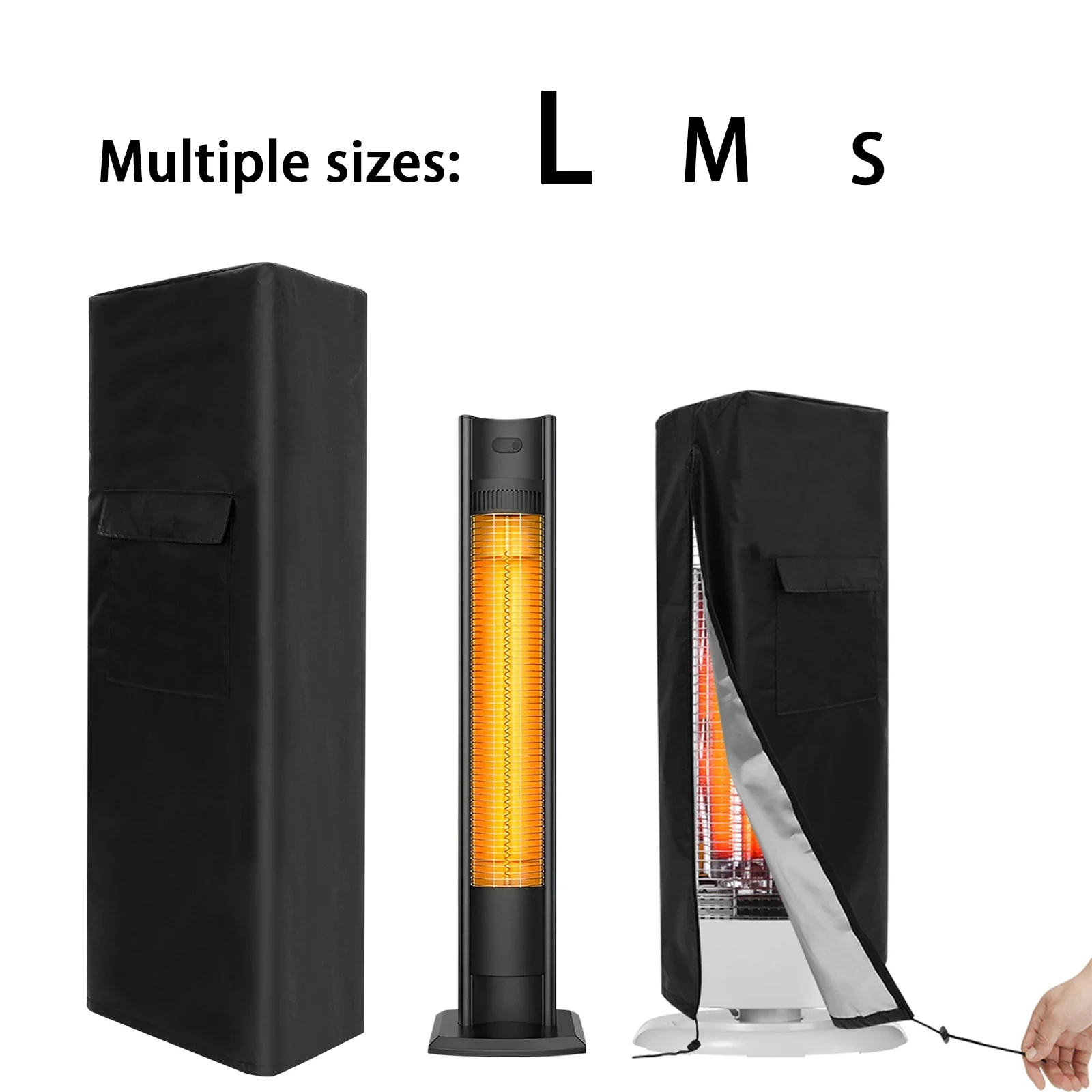 Terrassen heizungs abdeckung wasserdichte Außen heizungs abdeckung mit Reiß verschluss und Kordel zug Hochleistungs-Schutz abdeckung für elektrische Heizungen Image