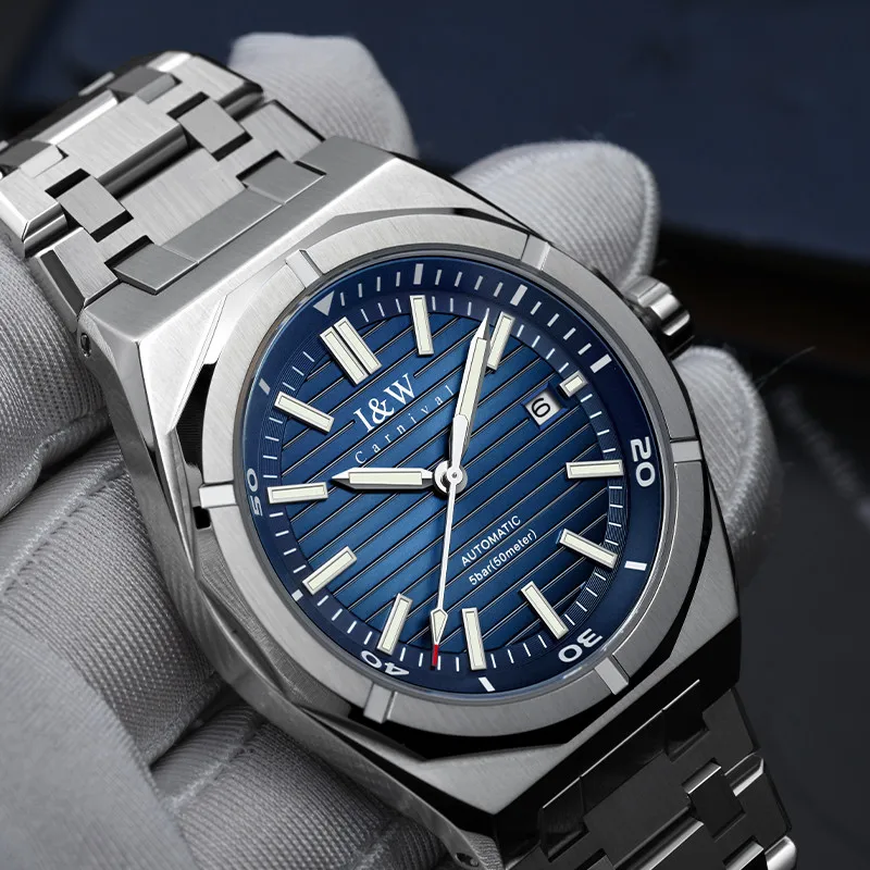 Schweiz I&W CARNIVAL Luxusmarke Japan MIYOTA automatische mechanische Saphir Herrenuhren wasserdicht leuchtende Uhren 711G Image