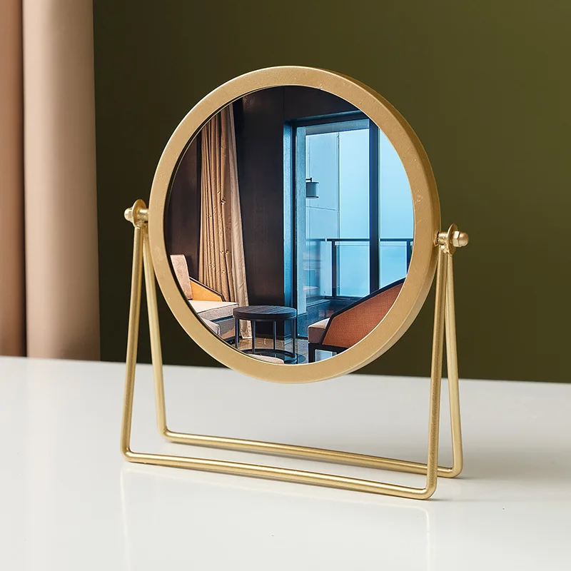 Retro Europa und Amerika Metall Kosmetik spiegel Desktop Make-up runden Spiegel tragbaren Haushalt rotierenden Schmink spiegel für Mädchen