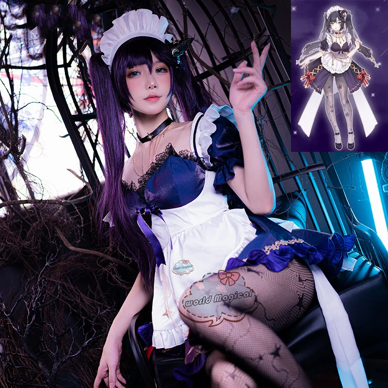 Genshin Auswirkungen Mona Maid Cosplay Nette Sexy Festlichen Karneval Kostüm Casual Einem Stück Rock Halloween Anzug Plus Größe