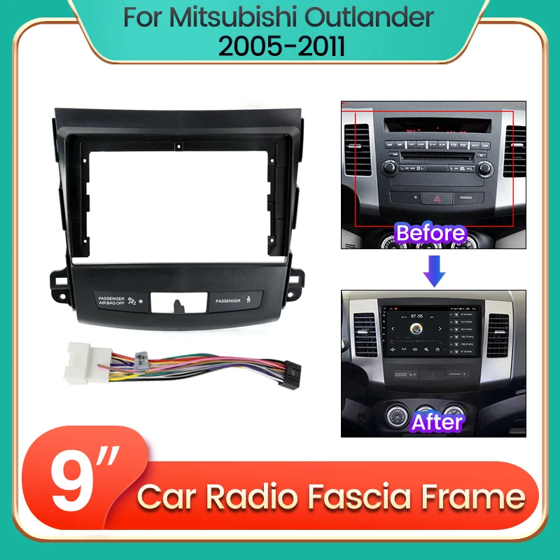 Navifly 9 Zoll Autoradio Stereo Blende Panel Rahmen kabel für Mitsubishi Outlander xl 2 2014-2017 für Citroen C-Crosser 2013-2017 Image