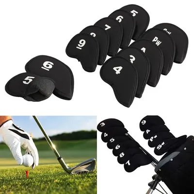 10 teile/satz Golf Head Covers Club Eisen Protector Neopren Headcover Golf Zubehör Schwarz Golfer