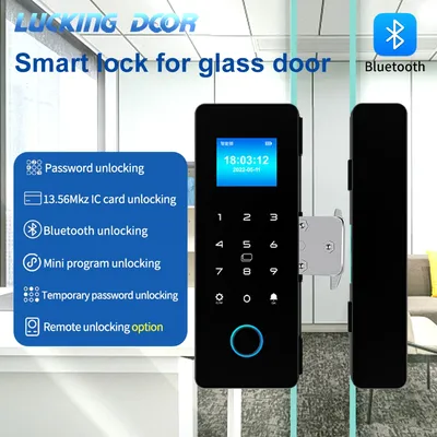 Elektronisches digitales Schloss Finger abdruck Glastür schloss Bluetooth Haha-Lock App Passcode IC-Karte Keyless Smartphone Anwesenheit schloss