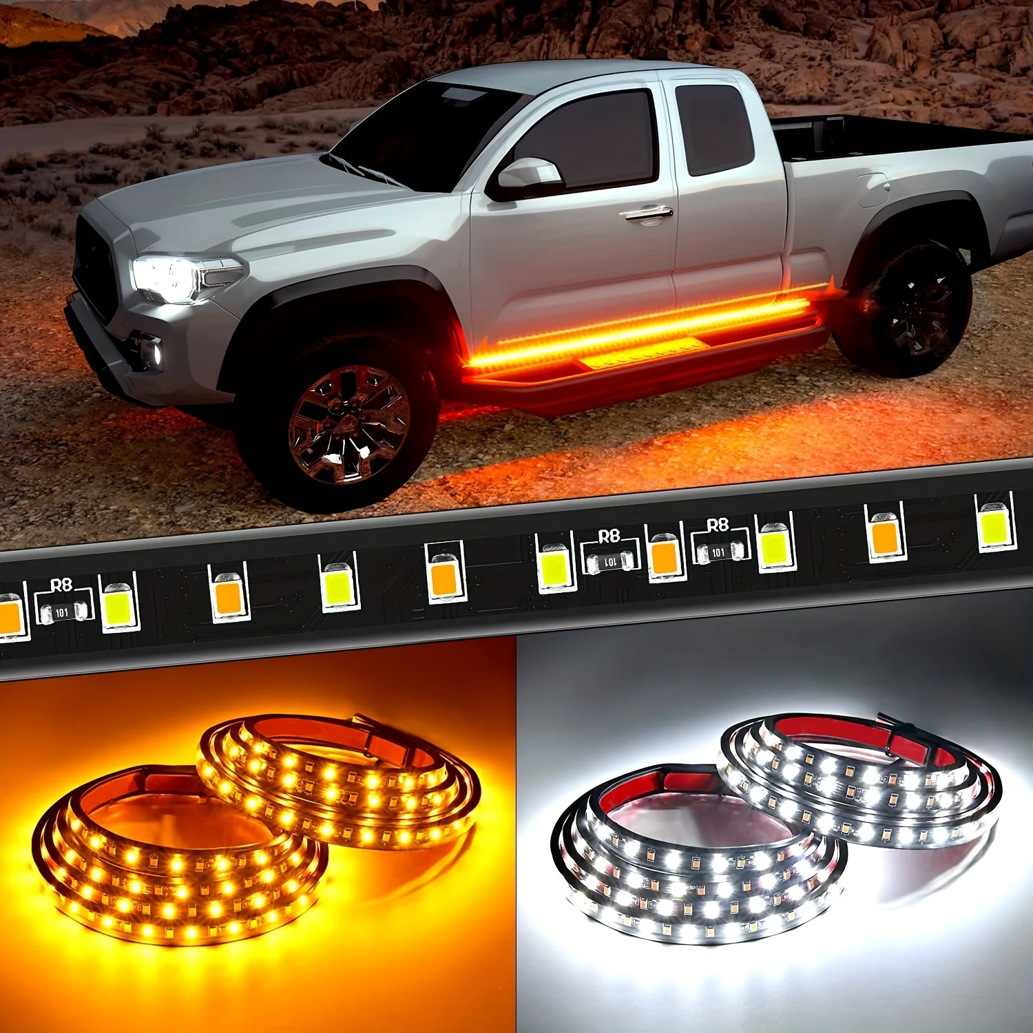 2 stücke LKW führte Trittbrett Lichter führte Seiten markierung Willkommen licht flexible Bernstein Blinker Licht leiste für Pickup LKW Auto 12v Image