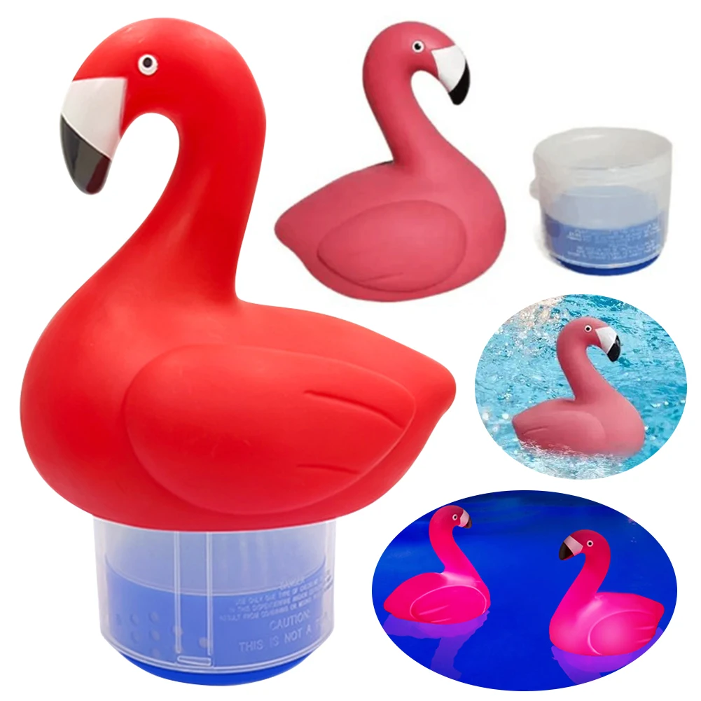 Solar Flamingo Chlor Floater mit leichter Chlor tablette Floater Flamingo schwimmender Chlor inator zur Reinigung von Schwimmbad wasser Image