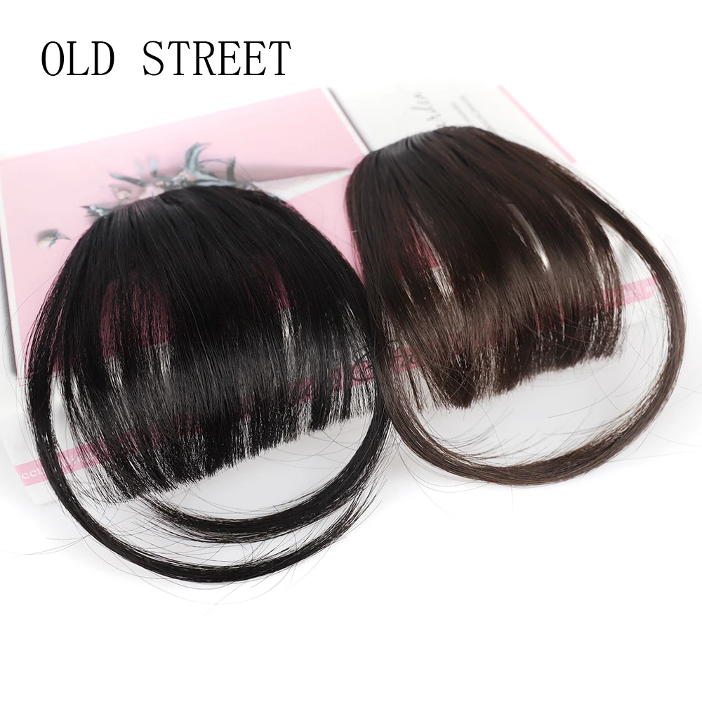 Synthetische Air Bangs Hitzebeständige Haarteile Frauen Natürliche Kurze Schwarz Braun Haarteil Haar Clips In Extensions Für Mädchen Image