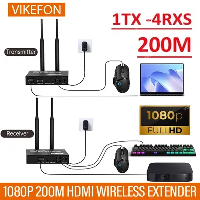 200M Wireless Video Sender Empfänger HDMI-Kompatibel Extender TV Stick Bildschirm Spiegel Adapter IR KVM Loop-Out PC TV Projektor Image