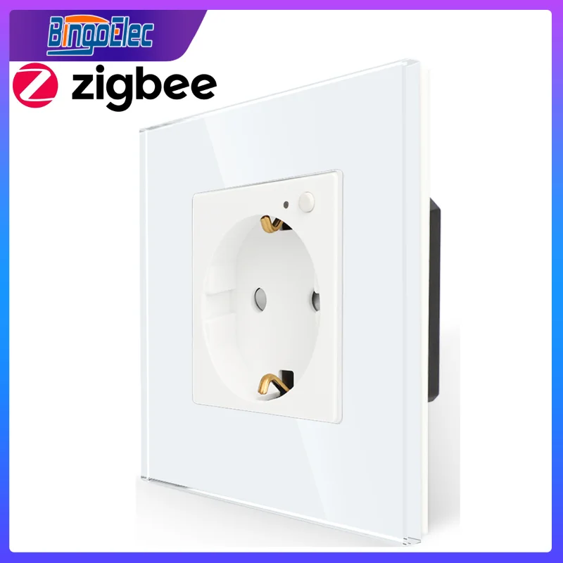 Zigbee steckdose eu standard wand steckdosen 16a smart socket app control tuya steckdose für alexa google home assistent bingo elec Image