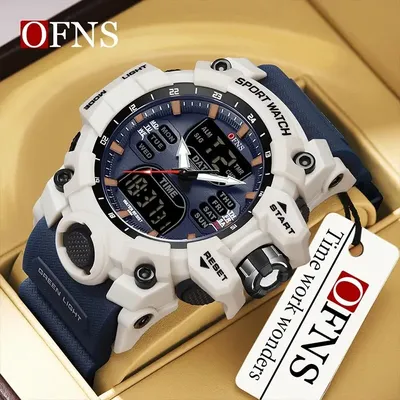 OFNS Top Dual Display Männer Uhren Wasserdichte Sport Uhr Militär Mann Alarm Stoppuhr Quarz Armbanduhr Männliche Digitale Uhr