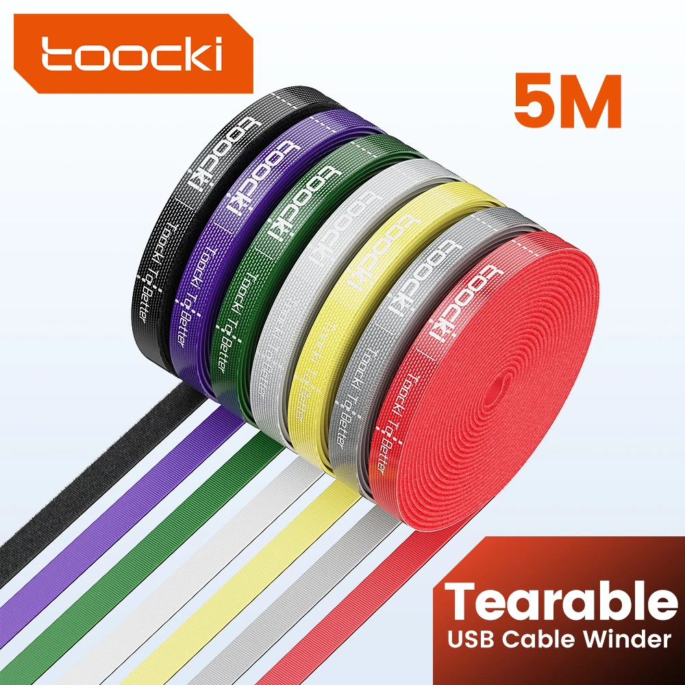 Toocki 5m Organizer Kabel management Tearable Organizer Kabel 10mm Breite Wickler Krawatten Telefon Zubehör Drahtseil Organizer Image