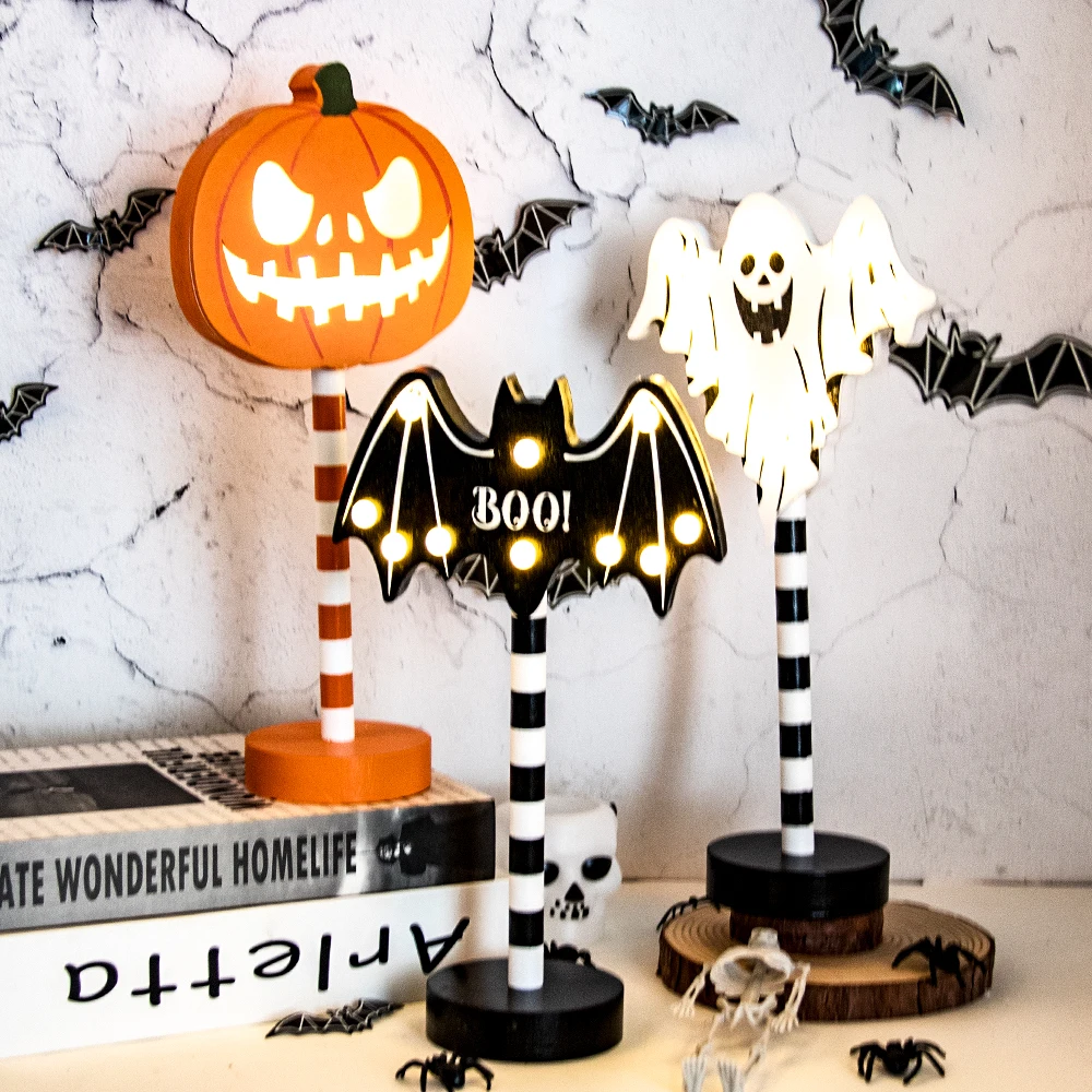 Neue Halloween Dekoration Licht Kürbis Spinne Fledermaus Schädel Form führte Licht Tisch Nacht lampe für Wohnkultur Spukhäuser Bar Party Image