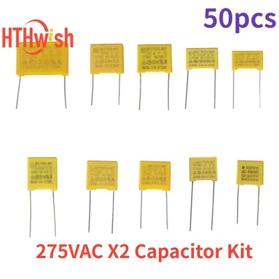 50PCS 102K ~ 105K Polyester Film Kondensatoren Pack 275VAC X2 Kondensator Sortiert Kit 0,047 UF 0,1 Image