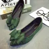 Dame Spitz Wohnungen Ballerinas Süße Bogen Schuhe Nubuk Leder Frau Bequeme Halbschuhe Große Größe 43