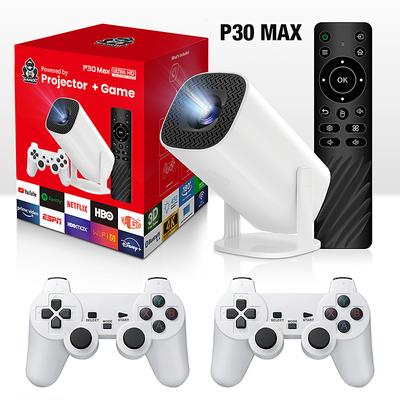 Android 11 Gaming Projector P30MAX 64GB TF Card Wireless Gaming Controller Dual WIFI 1280720P Home Theater Portable Projector