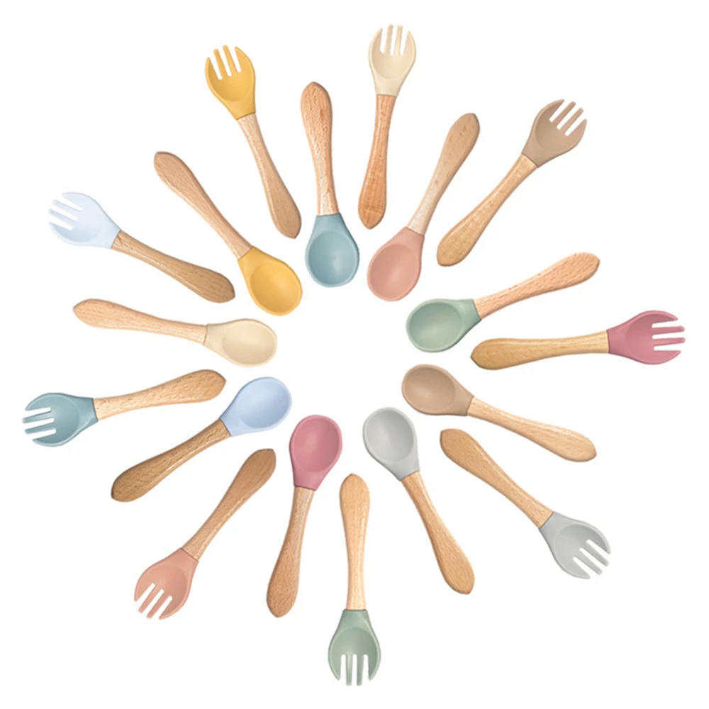 Lebensmittel qualität Silikon Baby produkte Baby essen Löffel Training Wasser löffel Kinder geschirr ergänzende Lebensmittel Löffel Gabel Image