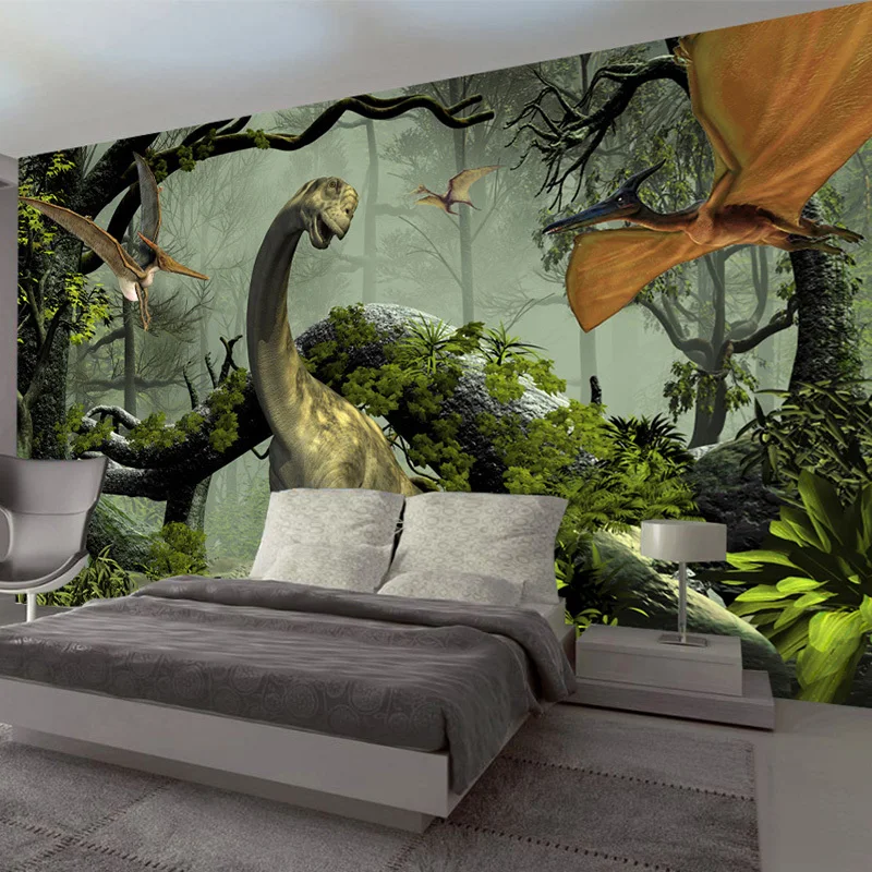 Custom Foto Tapete 3D Stereo Dinosaurier Thema Große Wandmalereien Primitive Wald Wohnzimmer Schlafzimmer Hintergrund Decor Wandbild Tapete