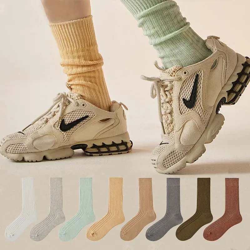 Frauen Lange Röhre Socken Bio-baumwolle Casual Sport Hohe Knie Socken Damen Mode Strumpf Japanischen Stil Lange Frauen Gym Socken Image