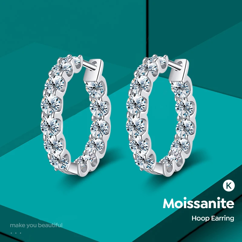 GRA 2,6 ct D Farbe Moissanit Ohrring 925 Sterling Silber vergoldet Weißgold Creolen für Frauen Hochzeit Party Edlen Schmuck