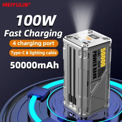 50000mah große Kapazität Power Bank USB C PD 100W Schnell ladegerät tragbare mobile externe Batterie für iPhone Xiaomi Samsung Laptop