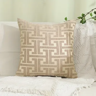 100% Polyester 1 Stück geometrisch gemusterter Chenille-Jacquard-Kissen bezug für die Frühjahrs-, Image