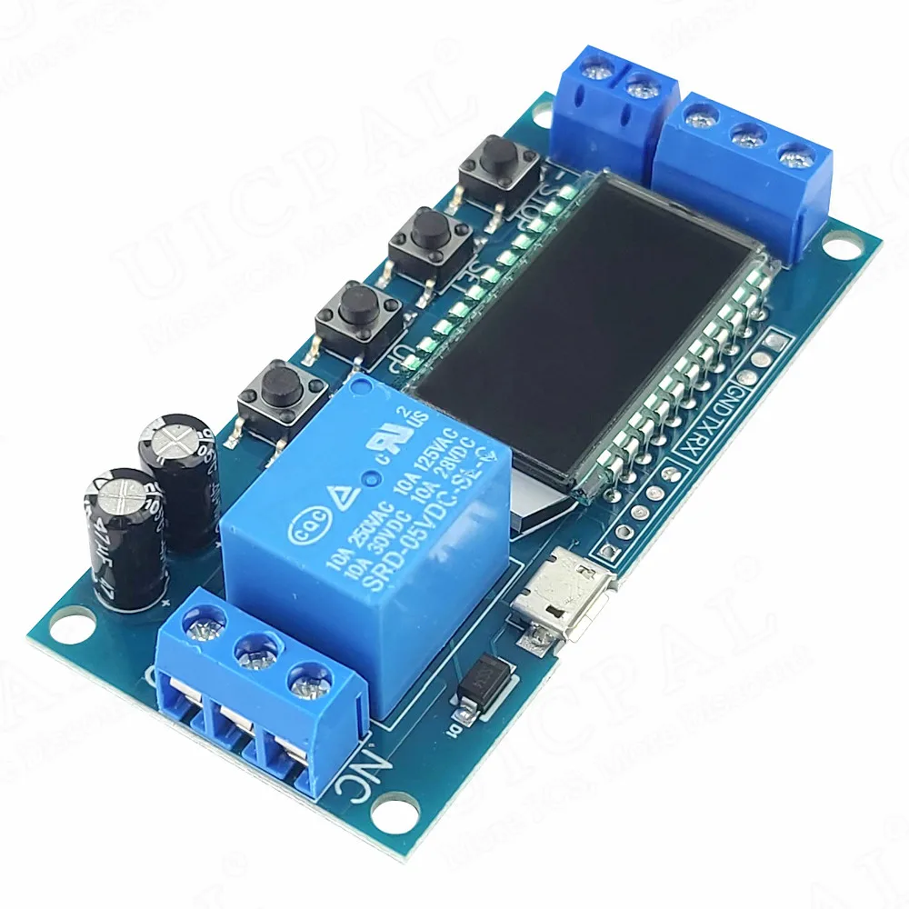 Einleitungs-Relais mit Anzeige XY-LJ02 Relais modul Verzögerung Ausschalten eines Kanal zyklus Timing-Schaltung schalter USB-Mikro Image