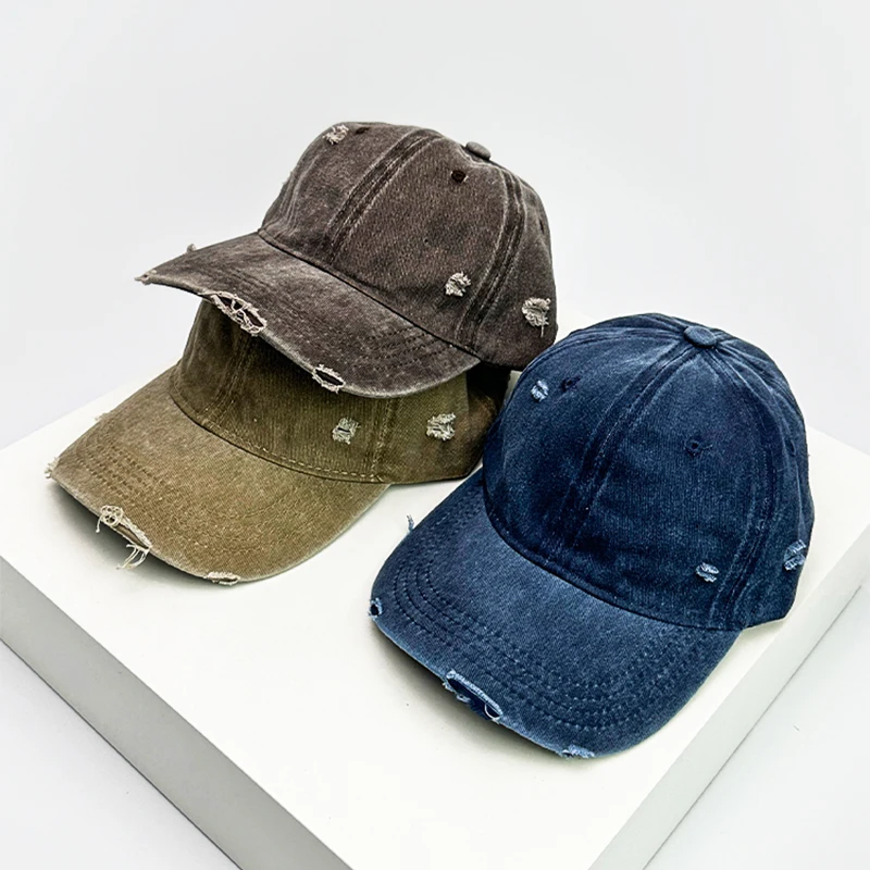 Amerikanische Vintage Solide Baseball Hüte Atmungsaktive Neue Unisex Sonnenschirm Gebrochenen Stil Mode Lässig Einfache Schirmmütze Vielseitig ins Image