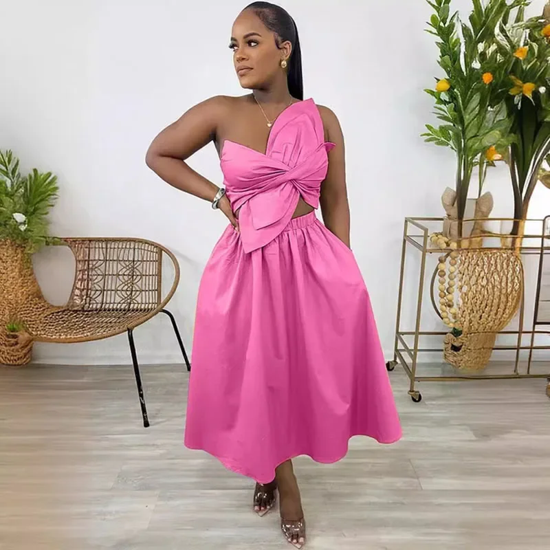 Elegante drapierte große Schleife träger lose Party lange Kleider für Frauen ärmellose hoch taillierte A-Linie Prom Club Geburtstags kleid Vestidos