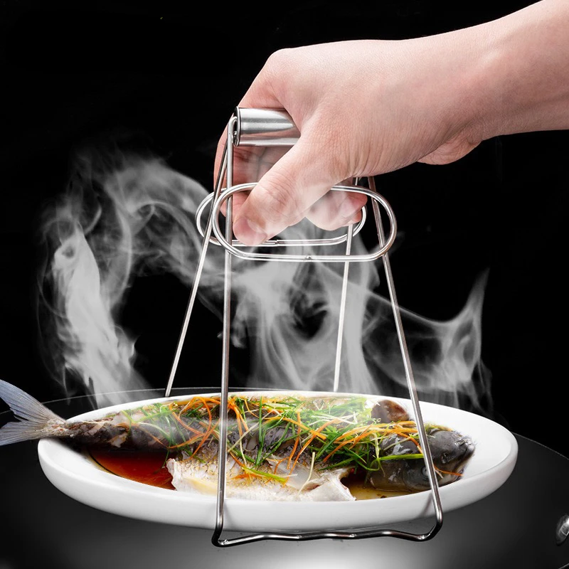 Edelstahl heißer geschirrheber haushalt anti-verbrühungen schüssel schiene topf clip küche utensil rack küche werkzeuge