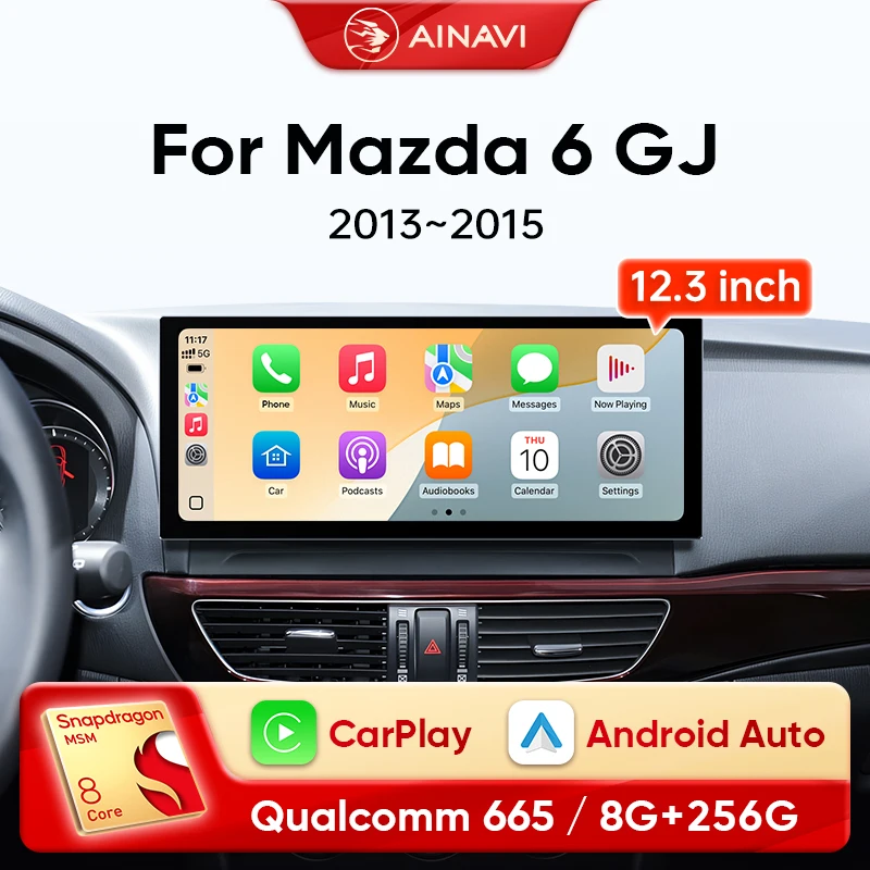 Ainavi 2 Din Android Auto Multimedia Video Player Für Mazda 6 GJ Atenza 2013-2015 12,3 ''Radio Drahtlose Carplay android Auto 4G Image