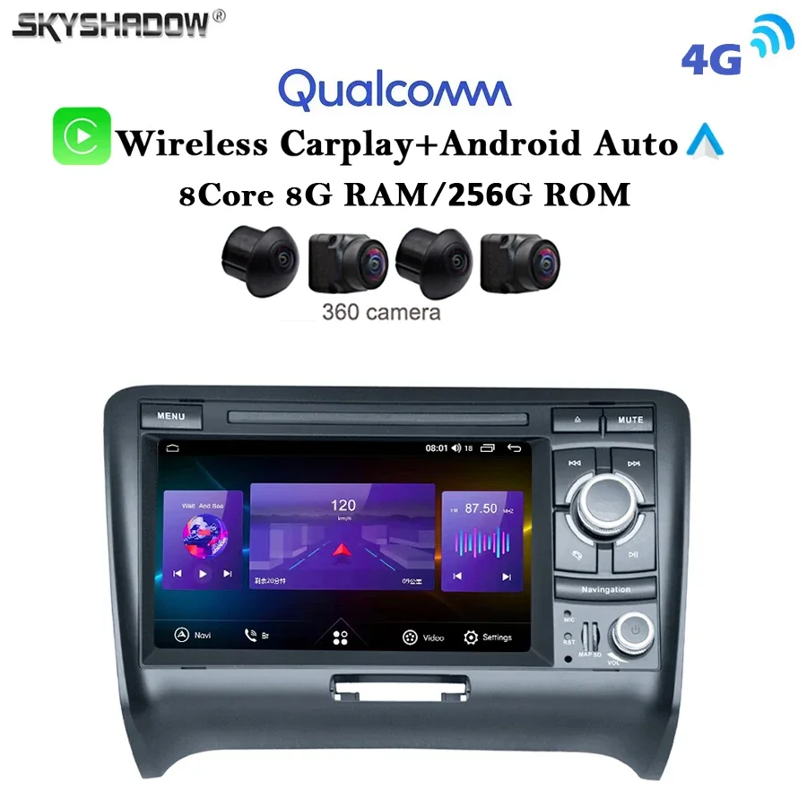 12G + 256G Carplay Auto Android 13,0 4G LTE IPS DSP Auto DVD Player GPS Karte WIFI Bluetooth RDS Radio Für Audi TT MK2 8J 2006-2014