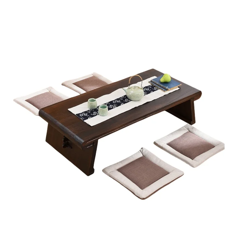 Hölzerner asiatischer japanischer/chinesischer niedriger Teetisch, rechteckiger Wohnzimmermöbeltisch für Tee, Kaffee, antiker Gongfu-Holztisch
