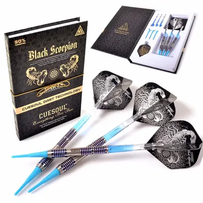 CUESOUL SCHWARZ SKORPION 90% Wolfram Barrel Weiche Spitze Dart Set-18g Barrel mit Titan Beschichtet