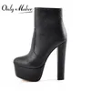 Only maker Frauen runde Zehen Plattform Stiefeletten blockieren High Heel Chunky Heels Schlangen haut Party große Stiefeletten Schuhe