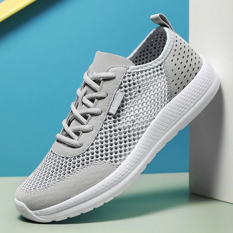 YRZL Turnschuhe Männer Schuhe Hohl Mesh Atmungsaktive Outdoor Casual Schuhe Bequeme Rutschfeste Große Größe Herren Turnschuhe