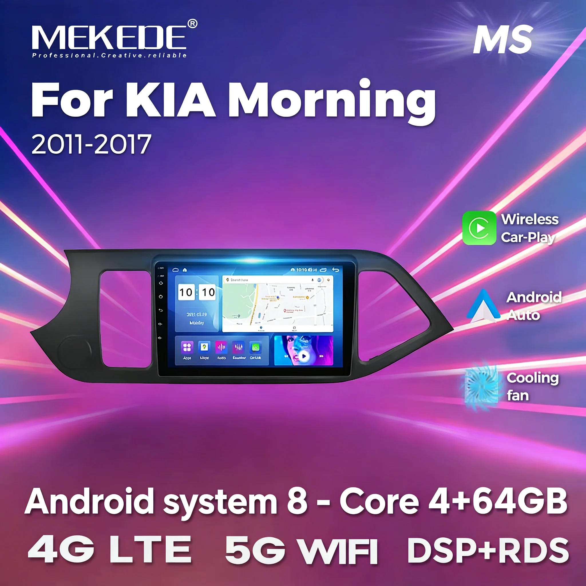 MEKEDE Car Audio All In One Für KIA Morning Picanto 2011-2016 Android Auto Carplay 2 Din Auto Video Player BT Split Bildschirm Image