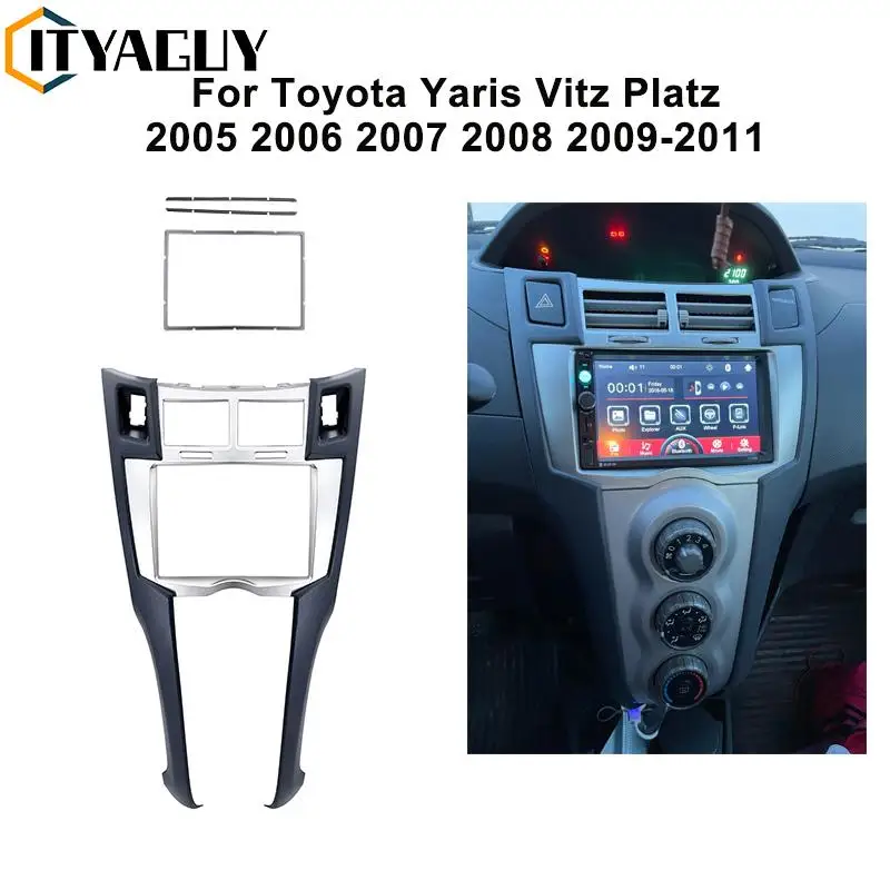 2 DIN Auto DVD/CD Radio Stereo Fascia Panel Rahmen Adapter Fitting Kit Für Toyota Yaris Vitz Platz 2005 2006 2007 2008 2009-2011 Image