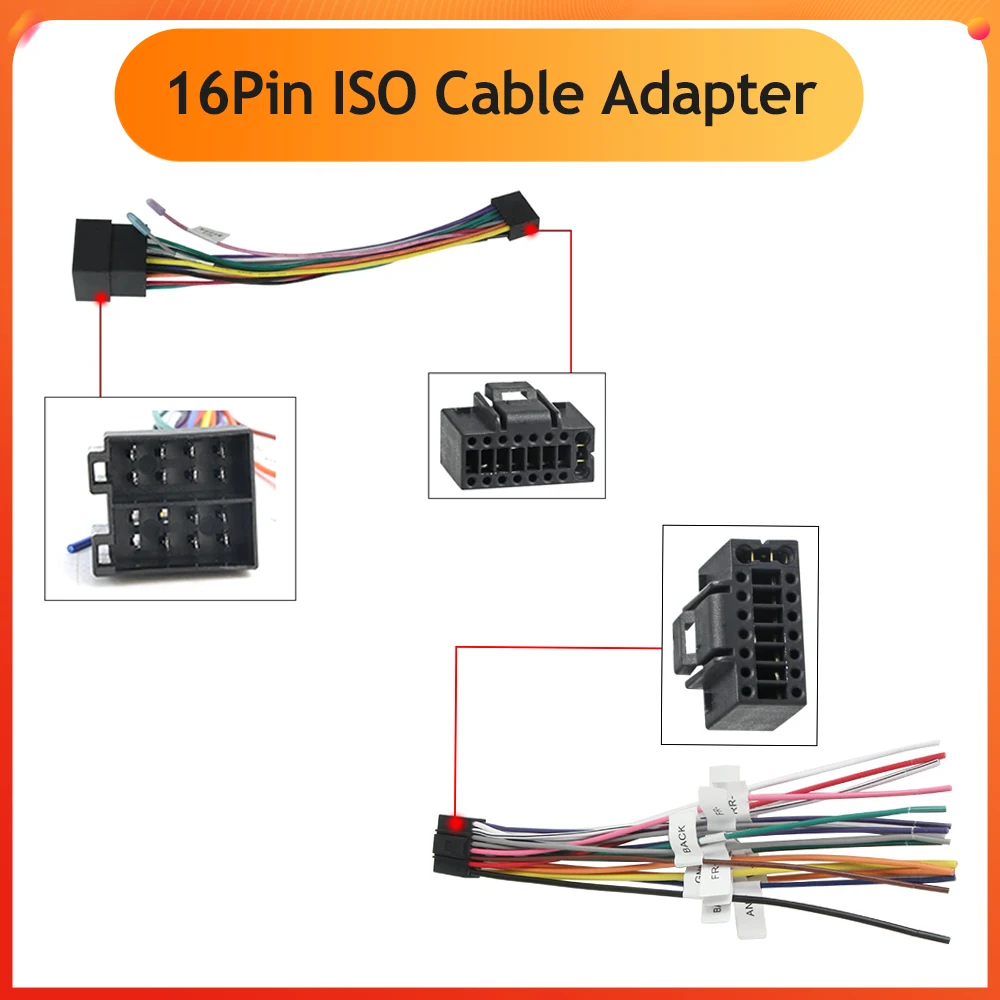 Auto Stereo Radio 16 Pin ISO Kabel Adapter ABS Universal Kabel Zubehör Stecker Auf Buchse Kabelbaum Image