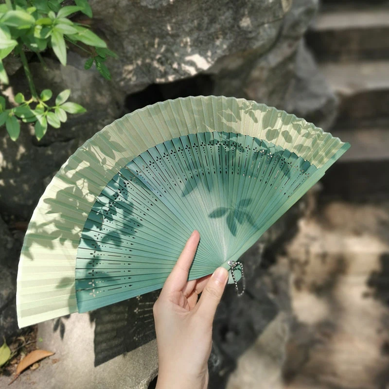 Retro chinesischen Stil Falt fächer klassischen Schaft Hand Fan Party Requisiten weiblichen Tanz Fan Geschenk Wohnkultur Image