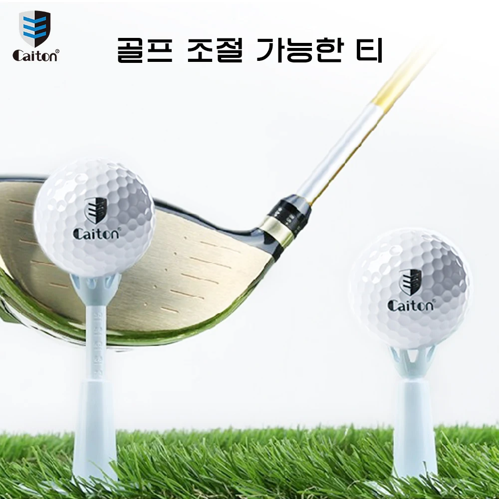 Caiton Hochwertiges 2-teiliges Golf-Tee-Set, langlebiger Golf-Tees-Halter aus weißem Kunststoff, höhenverstellbare Übungs-Tees, Golf-Zubehör