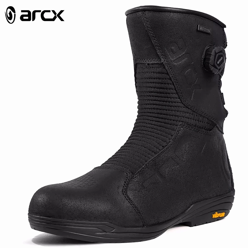 Arcx Herren Motorrads tiefel wasserdichtes Rindsleder Knöchel schutz stilvolle schwarze Renn reit schuhe Motocross Zubehör