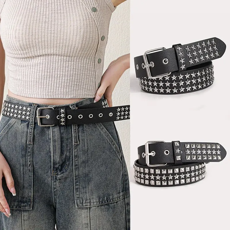 Trend fünfeckige Sterne Nieten Gürtel Heavy Metal Gürtel Männer Frauen Punk Rock Stil Jeans Gürtel Y2K Gürtel Mode Dekoration Frauen gürtel Image
