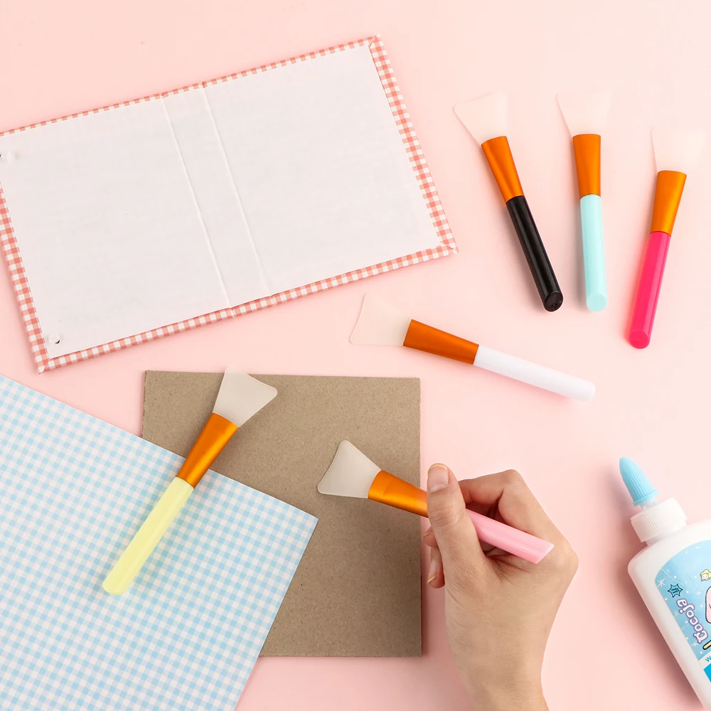 4 ~ 6 teile/satz Silikon Craft Brush wieder verwendbare Harz Spatel Mixed Media Pinsel zum Auftragen von Epoxy Bürsten Set Spread ing Craft Tools Image