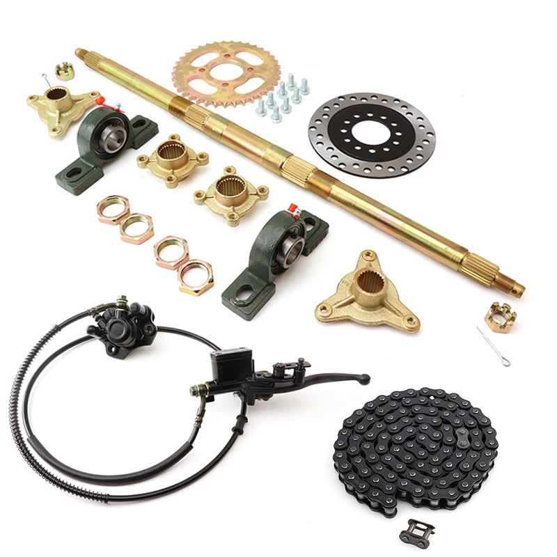 Komplette ATV hinterachse 78MM * 3 stud hub mit Hydraulische Scheiben Bremsen kit für 110cc 125cc 150cc Quad dirt Bike UTV Buggy Zubehör Image