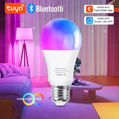 COOLO Tuya Bluetooth Smart Bulb E27 Dimmbare RGBCW Smart Glühbirnen AC 220V-240V Smart Lampen Arbeiten mit Tuya Smart Life