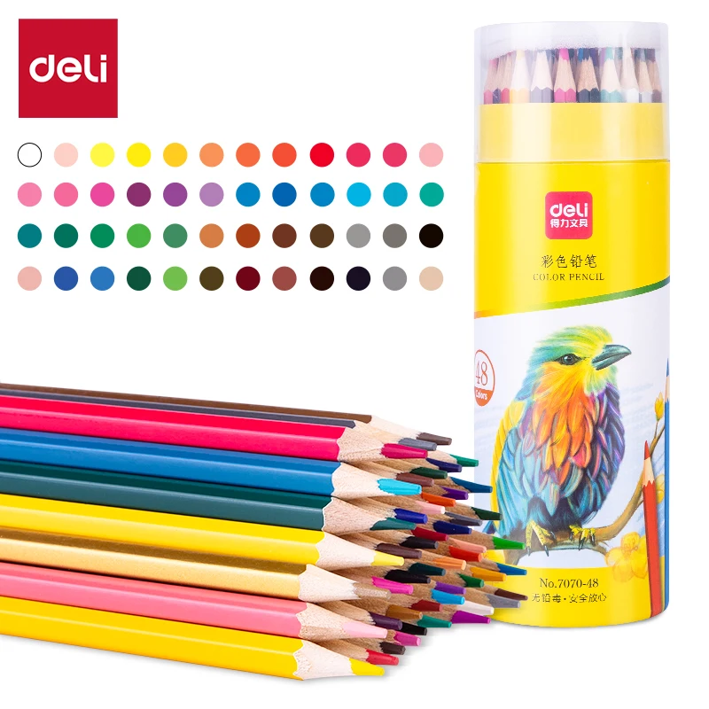 Deli 24 36 48 Farbe Fass öligen Buntstift Set Blei Zeichnung Kartons Farb skizze Bleistift für Studenten Kunst zeichnung Image