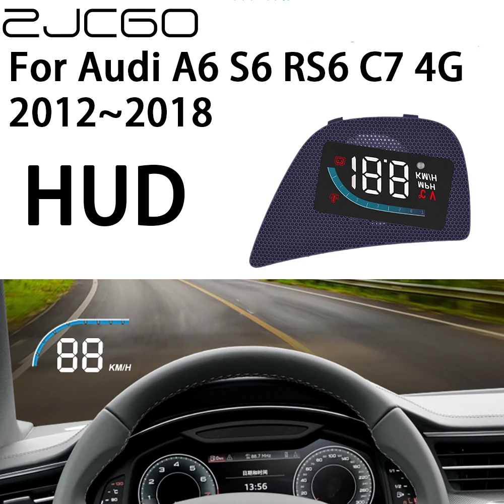 Zjcgo auto hud display auto projektor alarm kopf hoch display tacho windschutz scheibe für audi a6 s6 rs6 c7 4g 2012 ~ 2018 Image